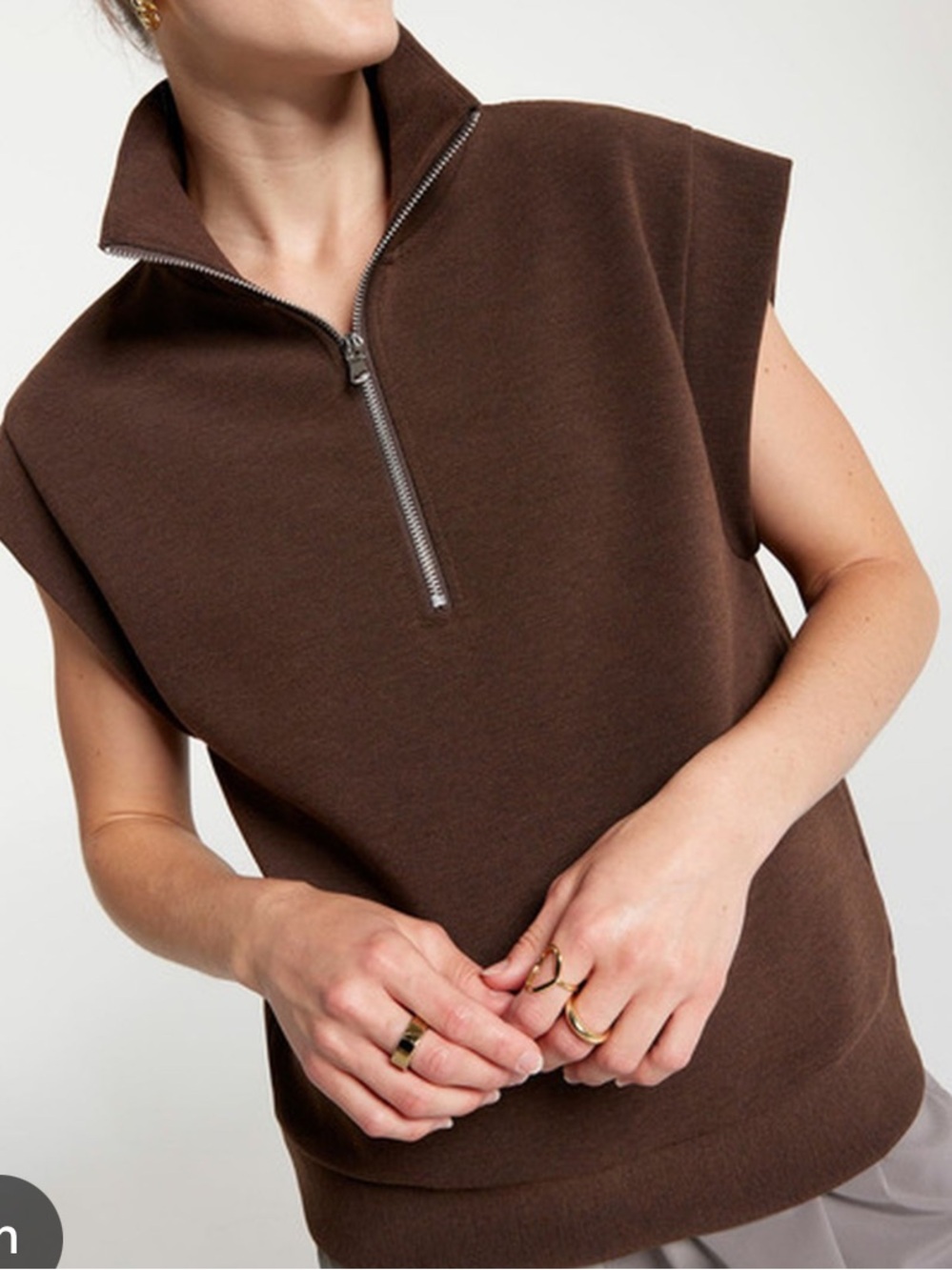 CALIA Women's Ottoman Sleeveless 1/4 Zip Shirt